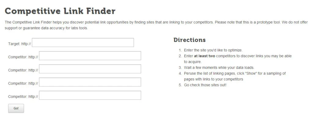 Competitive Link Finder Tool