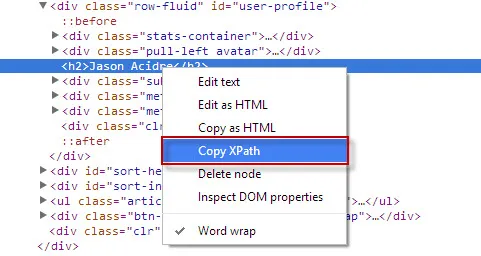 copy XPath