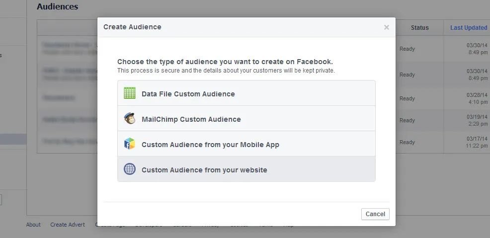 Creating a custom audience