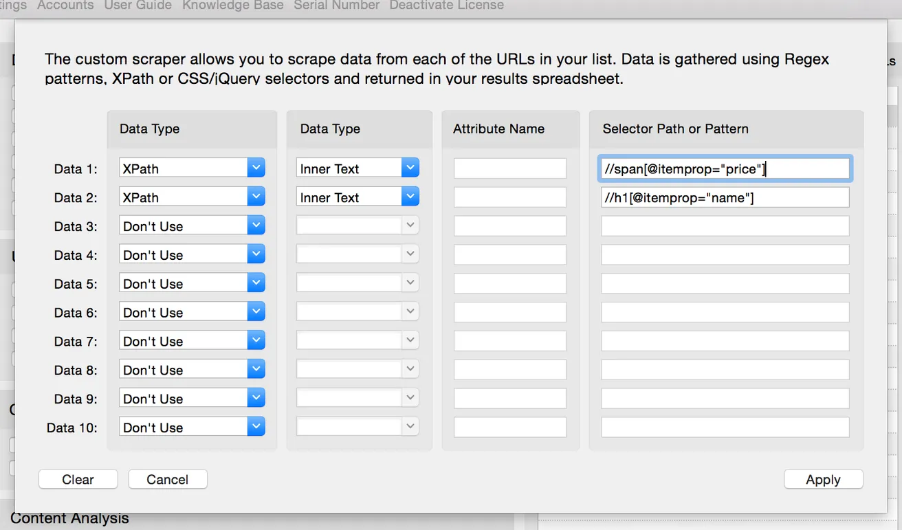 Custom Scraper in URL Profiler