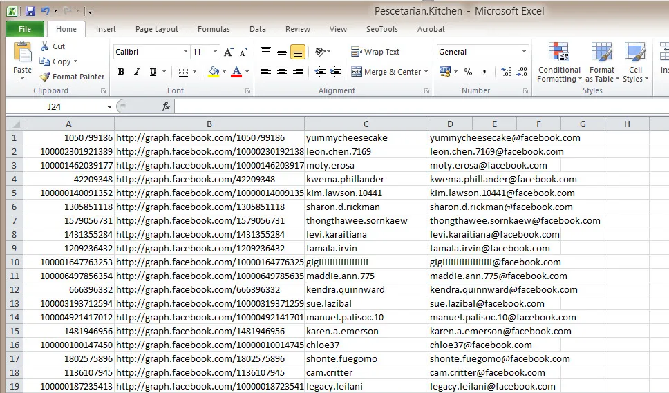 Gathering Facebook Email Addresses