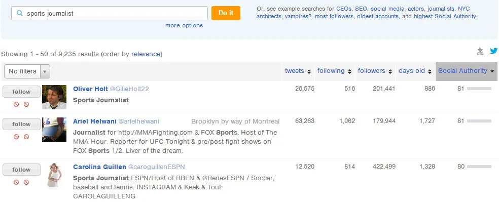 Followerwonk search