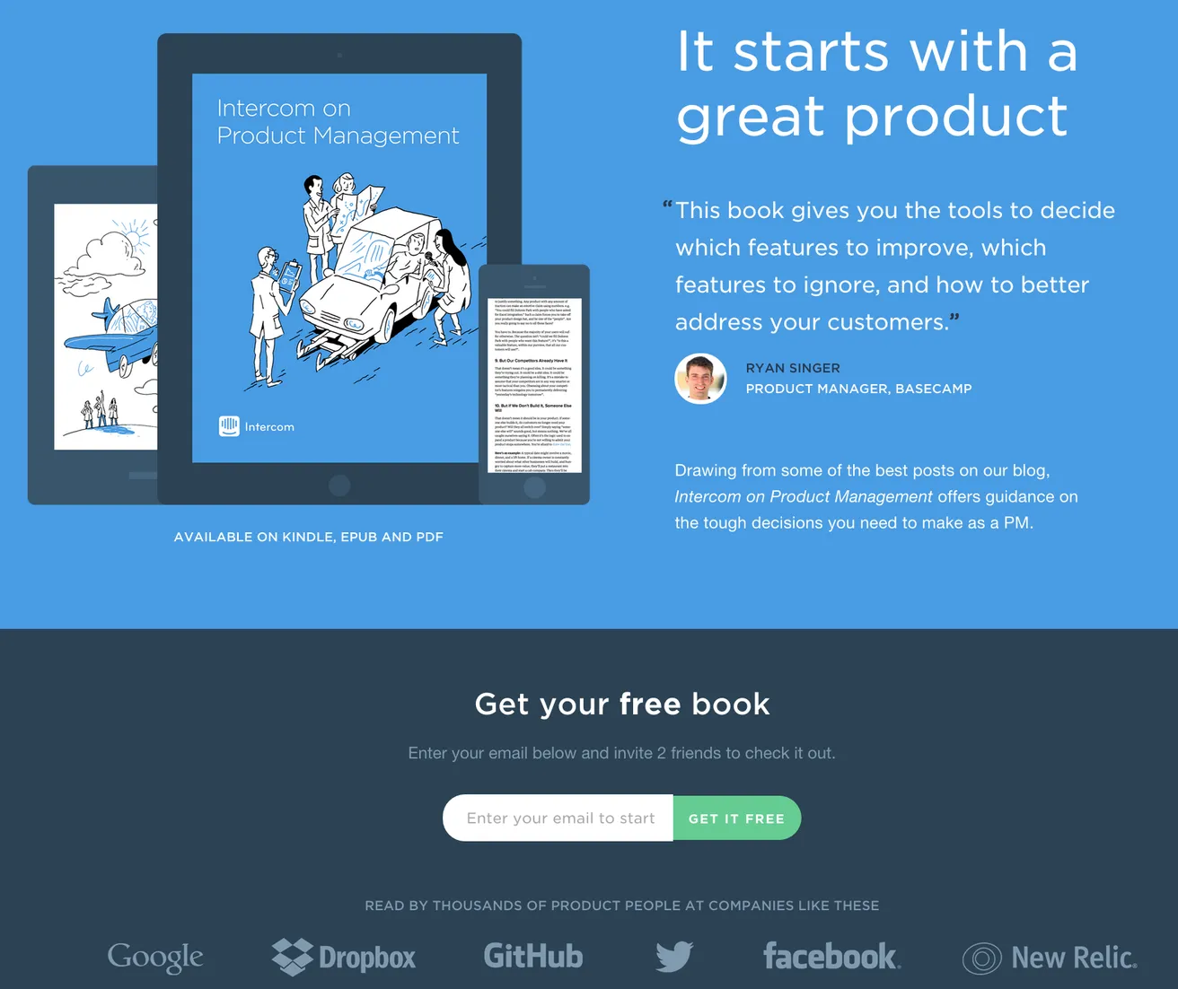 Intercom landing page