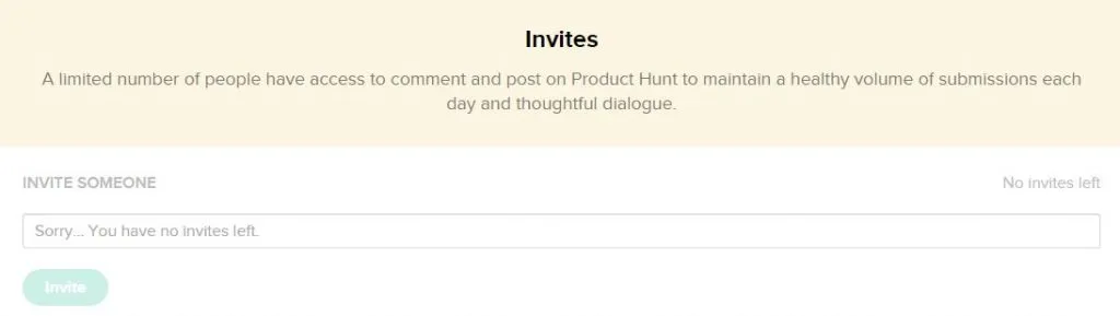 Invite system on Product Hunt