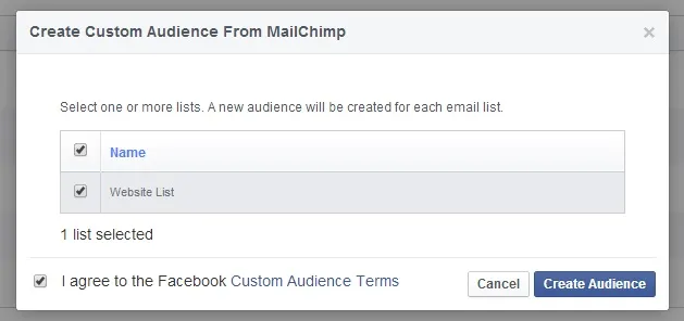 Select your list from MailChimp