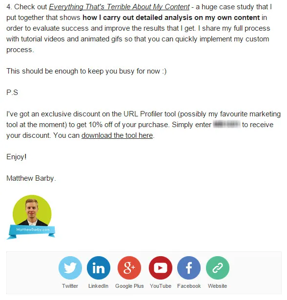 My URL Profiler discount email