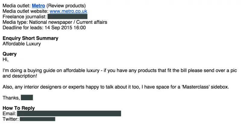 Press Request Email