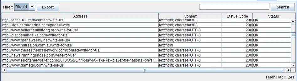 Filtered URL Results