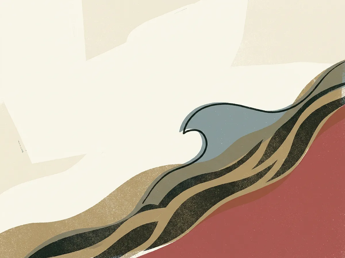 Successive tide lines marked on a sloping shore, the newest wave reaching past every earlier mark.