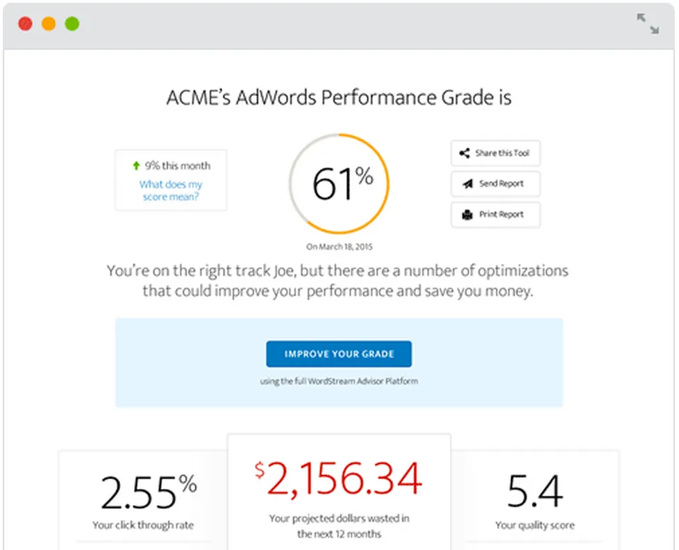 WordStream's Adwords Grader