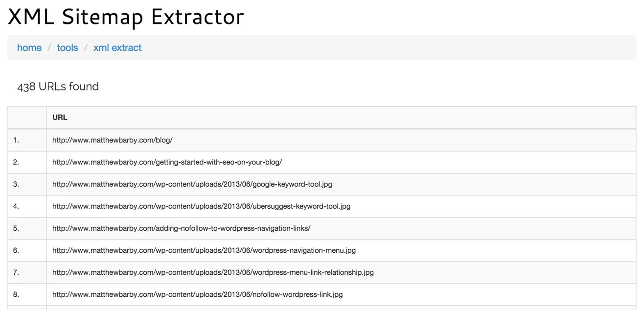 XML sitemap extractor