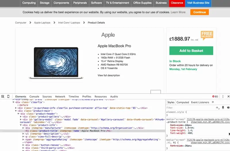 copying the CSS selector